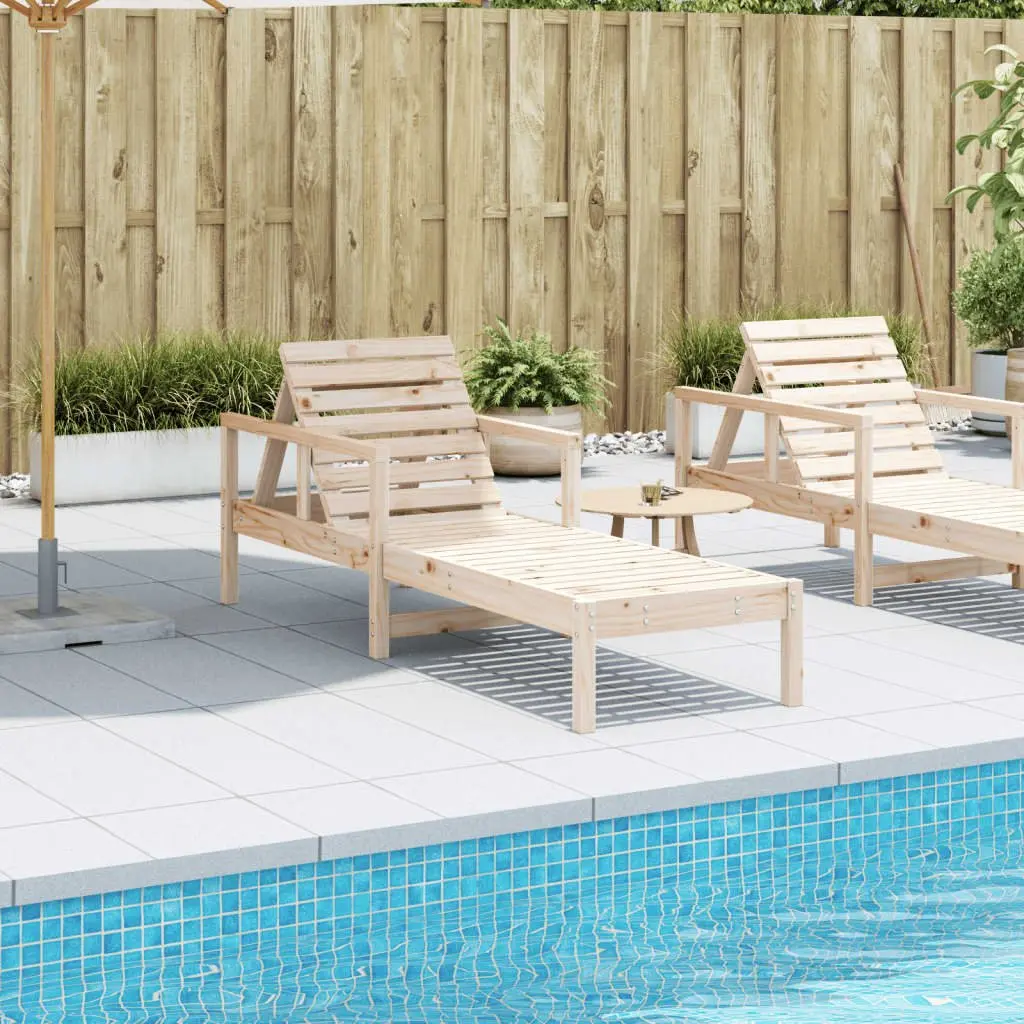 Sun Lounger Adjustable Backrest Wooden Garden Patio Chair 1995 x 620 x 550 mm