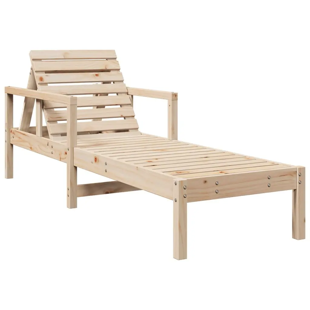 Sun Lounger Adjustable Backrest Wooden Garden Patio Chair 1995 x 620 x 550 mm