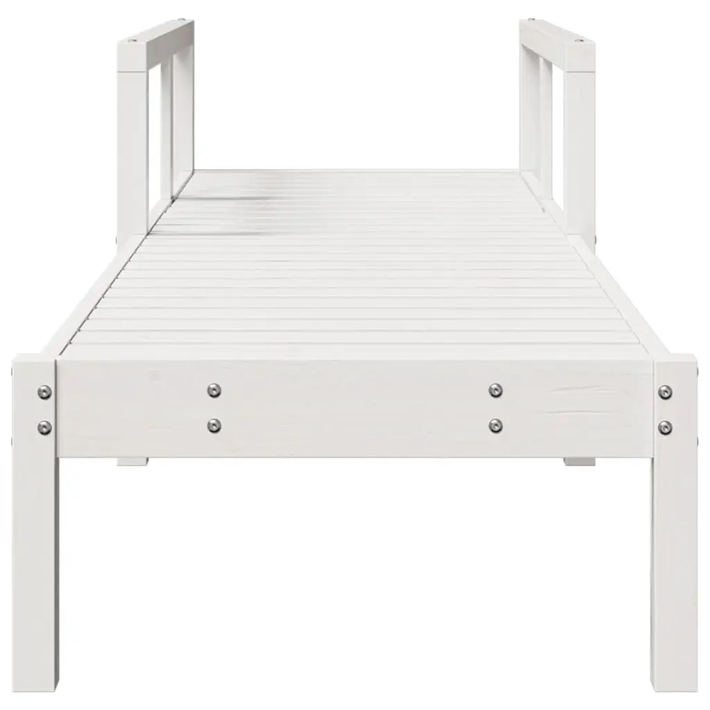 Sun Lounger Adjustable Backrest White Wooden 199.5 x 62 x 55 cm Outdoor Garden Patio Poolside Relaxation