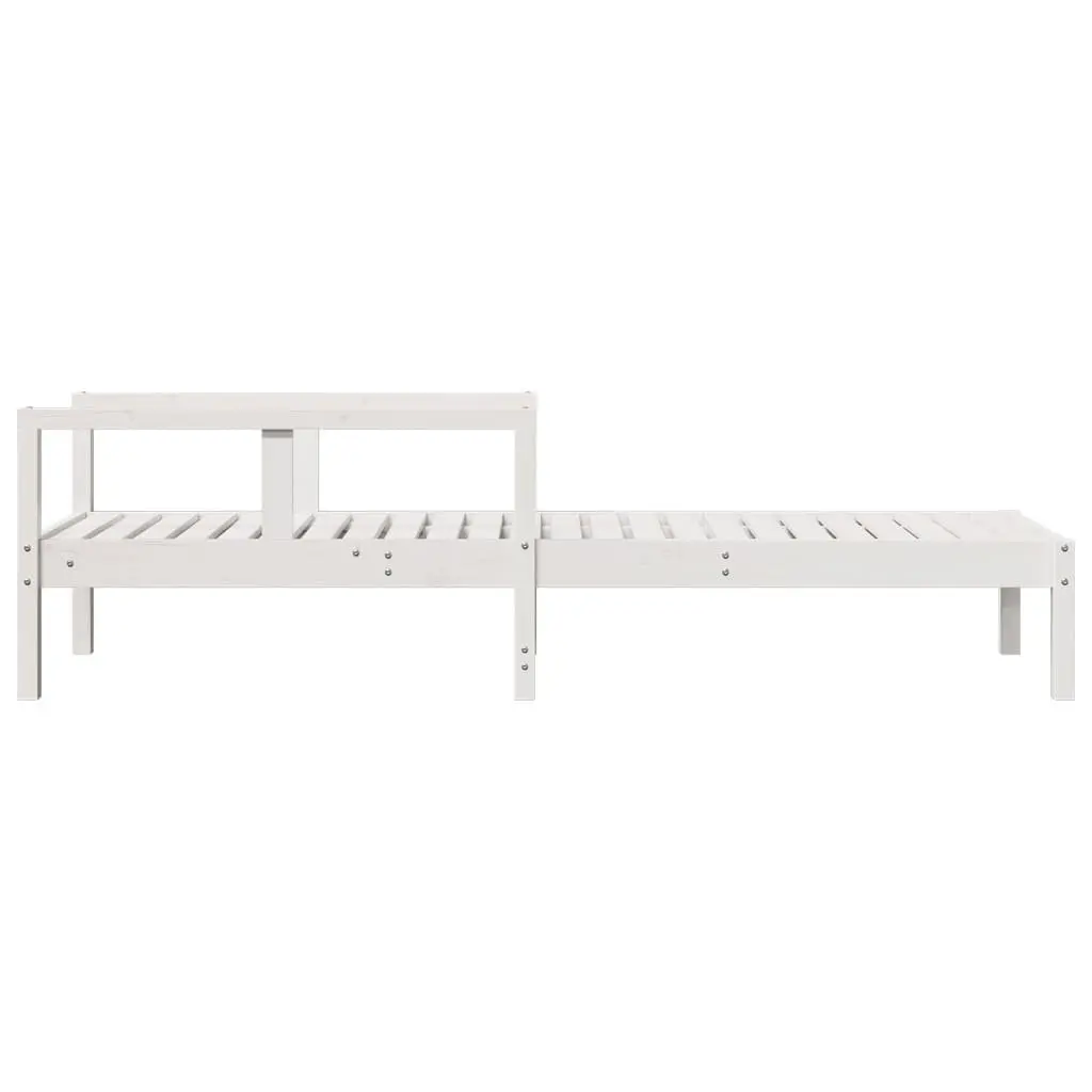 Sun Lounger Adjustable Backrest White Wooden 199.5 x 62 x 55 cm Outdoor Garden Patio Poolside Relaxation