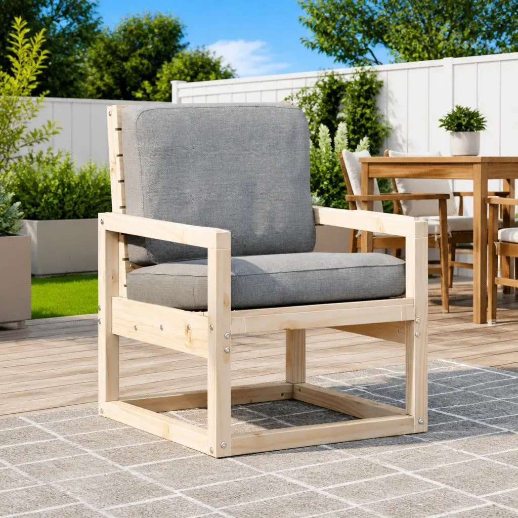 Outdoor Chair Pine Wood Brown Garden Backrest Armrests 57.5x63x76cm