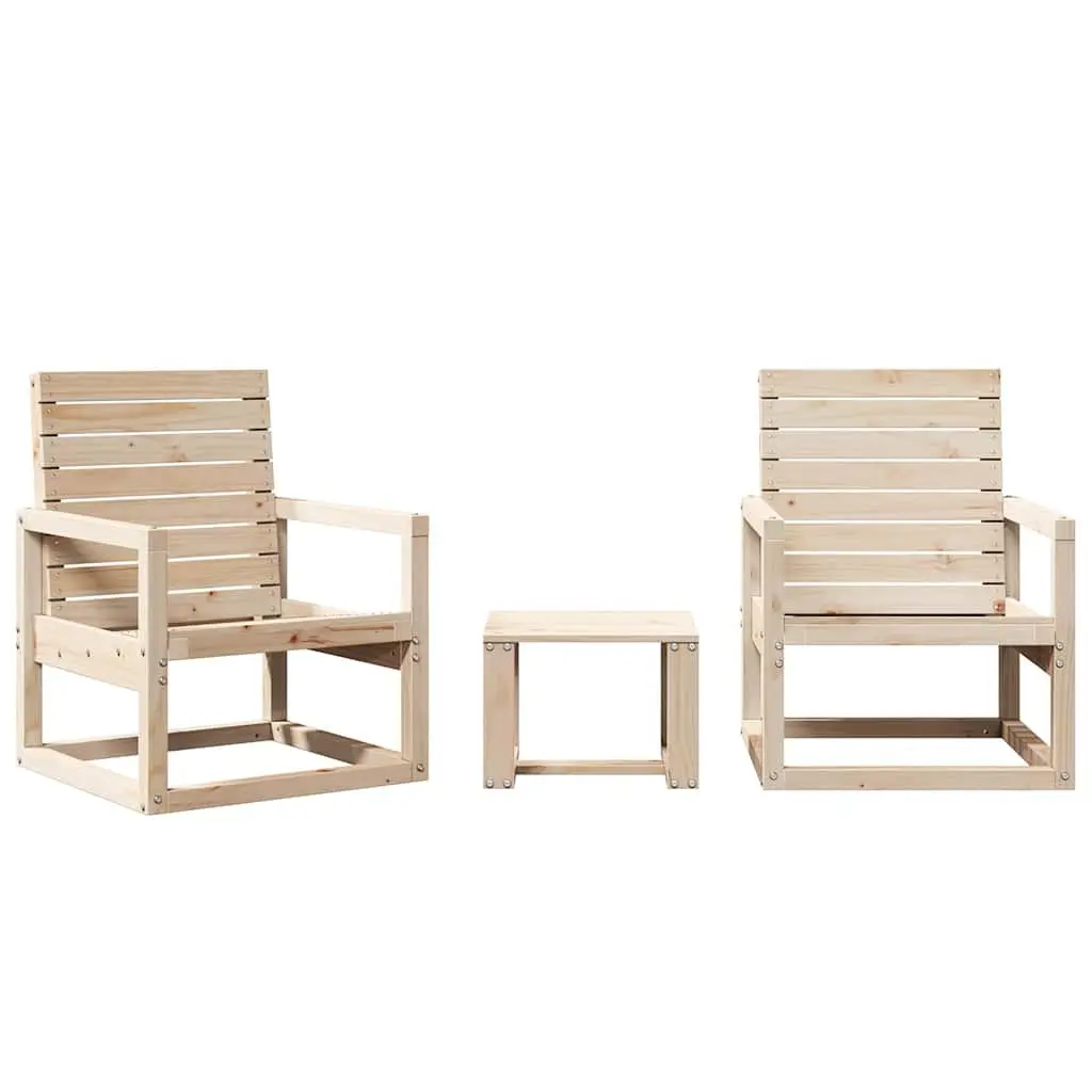 3 Piece Garden Lounge Set Solid Wood Pine Outdoor Furniture Patio Seating Brown
