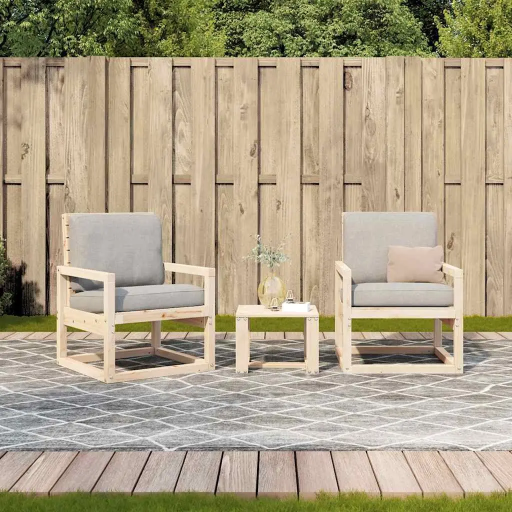 3 Piece Garden Lounge Set Solid Wood Pine Outdoor Furniture Patio Seating Brown