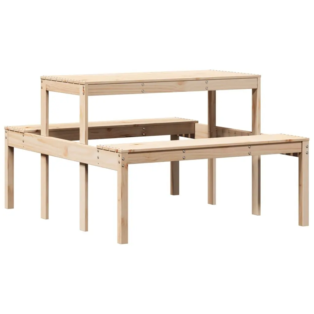 Solid Pine Wood Picnic Table 110x134x75 cm Outdoor Garden Patio Bench Dining