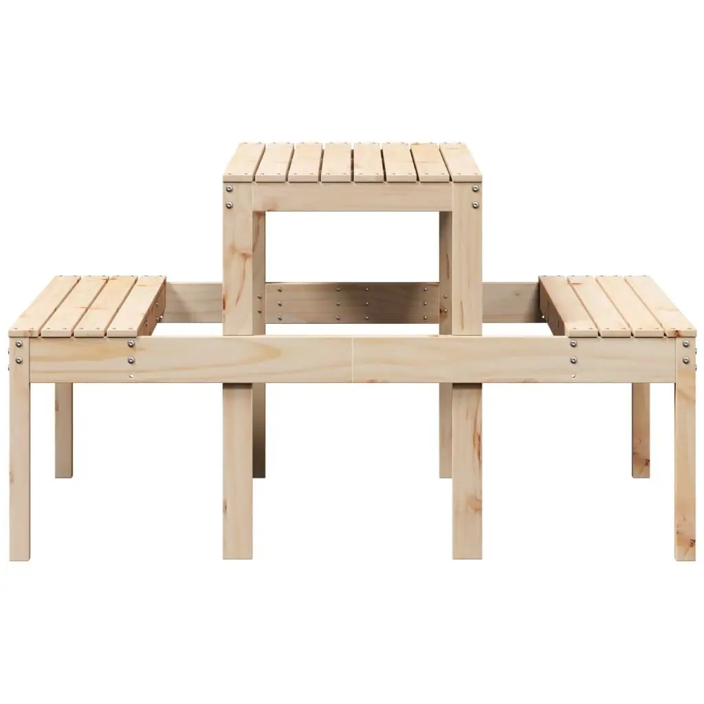 Solid Pine Wood Picnic Table 110x134x75 cm Outdoor Garden Patio Bench Dining