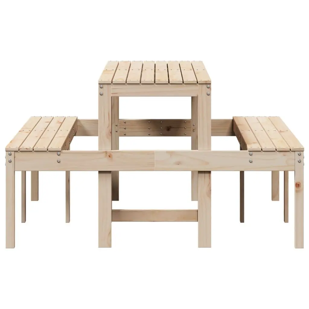 Picnic Table Solid Pine Wood Brown 160x134x75 cm Outdoor Garden Dining Bench