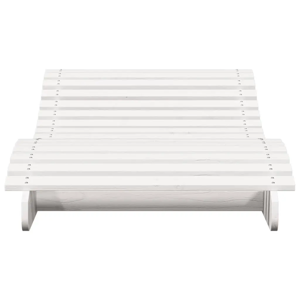 Wooden Sun Lounger White Ergonomic Reclining Chair 205 x 80 x 31.5 cm