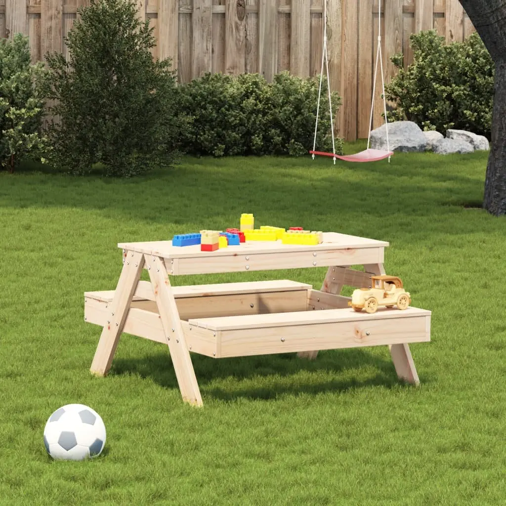 Kids Picnic Table Wooden Outdoor Dining Bench Garden Furniture 88 x 97 x 52 cm