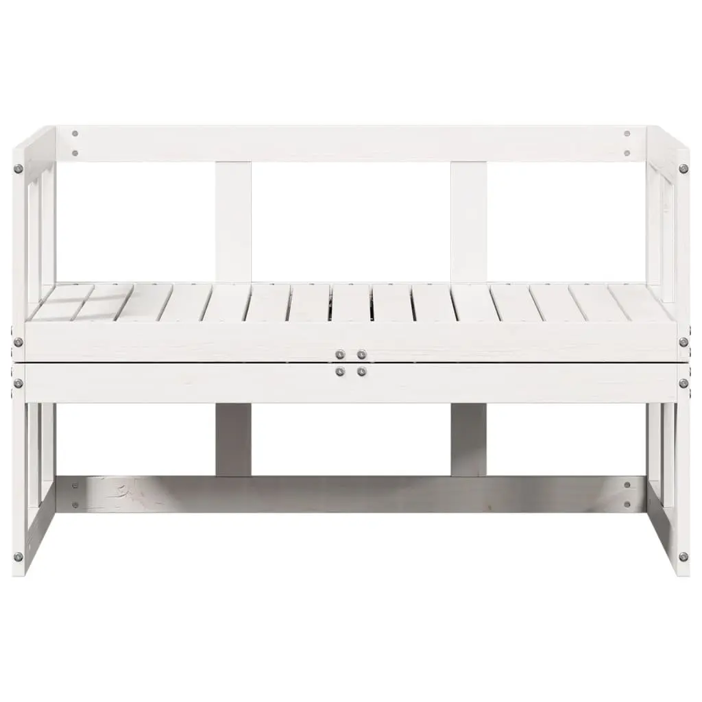 Garden Sofa Bench Extendable White Solid Wood Pine Outdoor Patio Seating