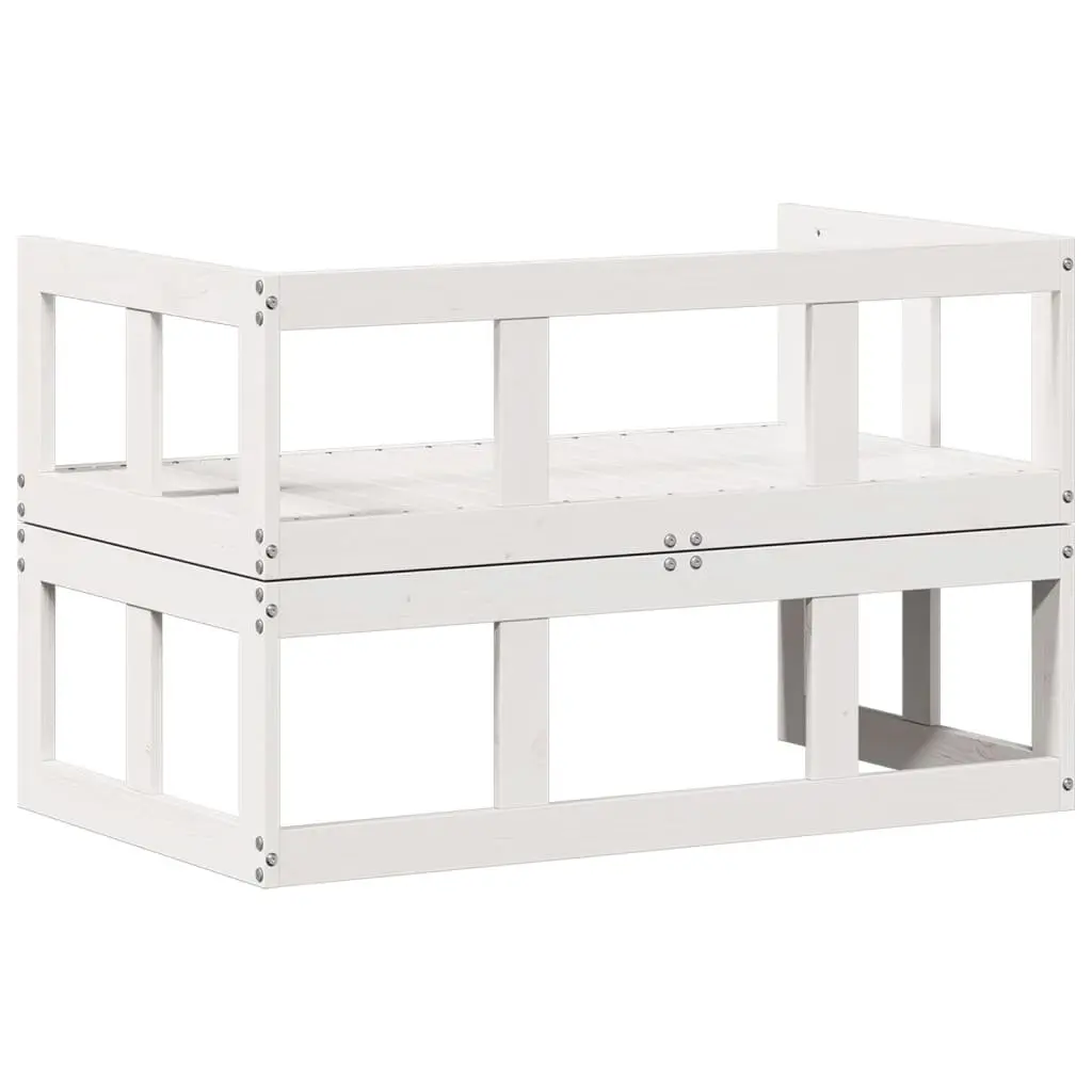 Garden Sofa Bench Extendable White Solid Wood Pine Outdoor Patio Seating