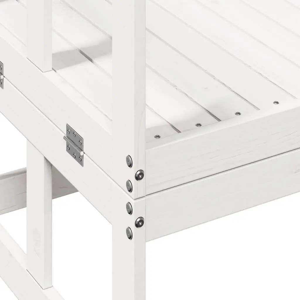 Garden Sofa Bench Extendable White Solid Wood Pine Outdoor Patio Seating