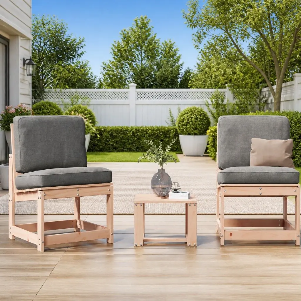 3 Piece Garden Lounge Set Solid Wood Outdoor Patio Furniture