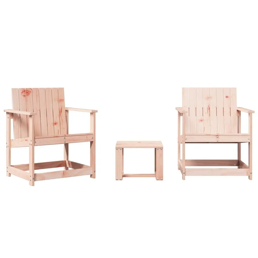 3 Piece Garden Lounge Set Solid Douglas Wood Outdoor Patio Seating with Armrests and Backrest