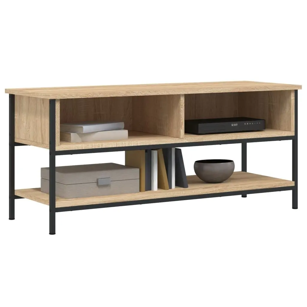 TV Cabinet Engineered Wood Sonoma Oak Brown Storage Unit with Shelves 100 x 35 x 45 cm