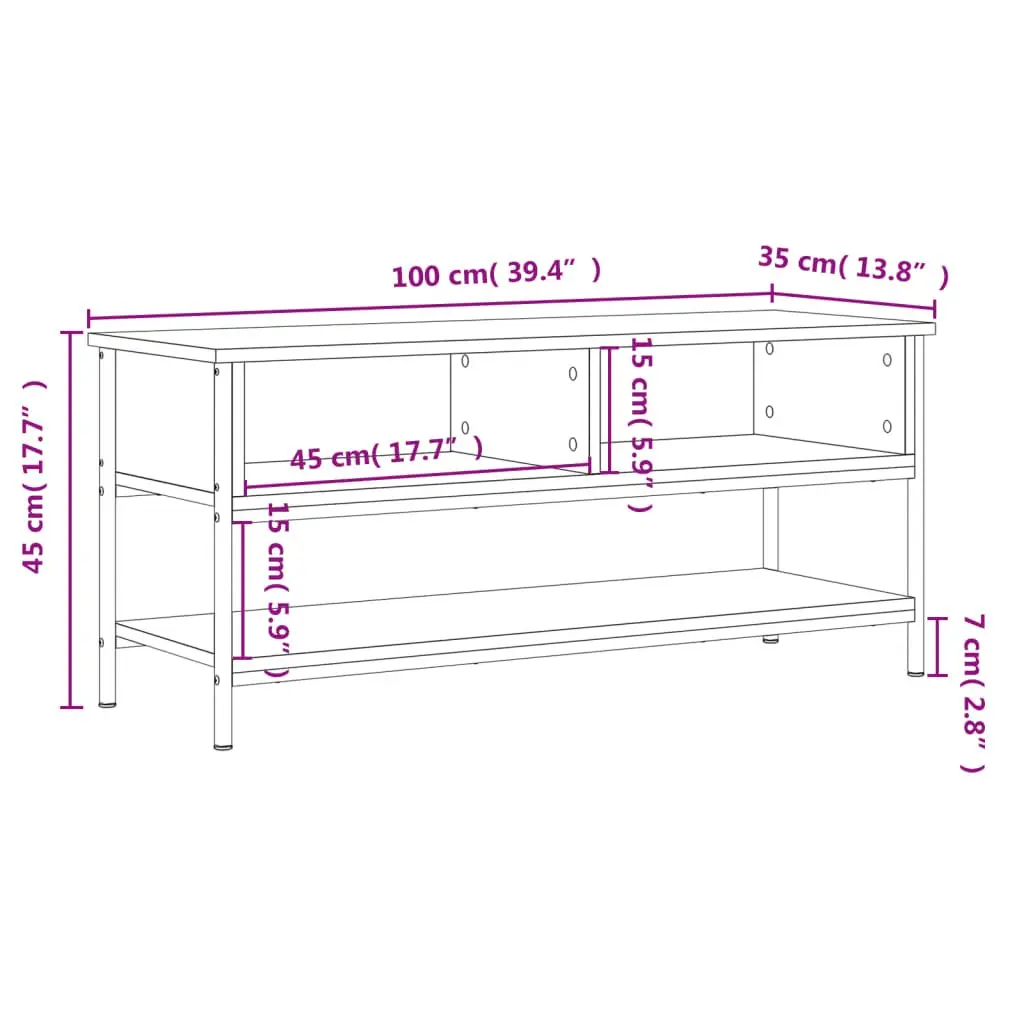 TV Cabinet Engineered Wood Sonoma Oak Brown Storage Unit with Shelves 100 x 35 x 45 cm