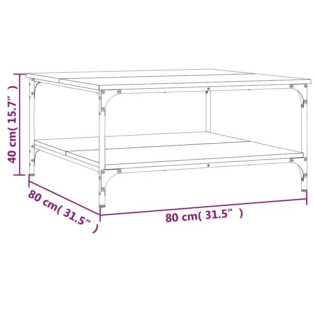 Coffee Table with Storage Shelves Brown Living Room Side Table Engineered Wood