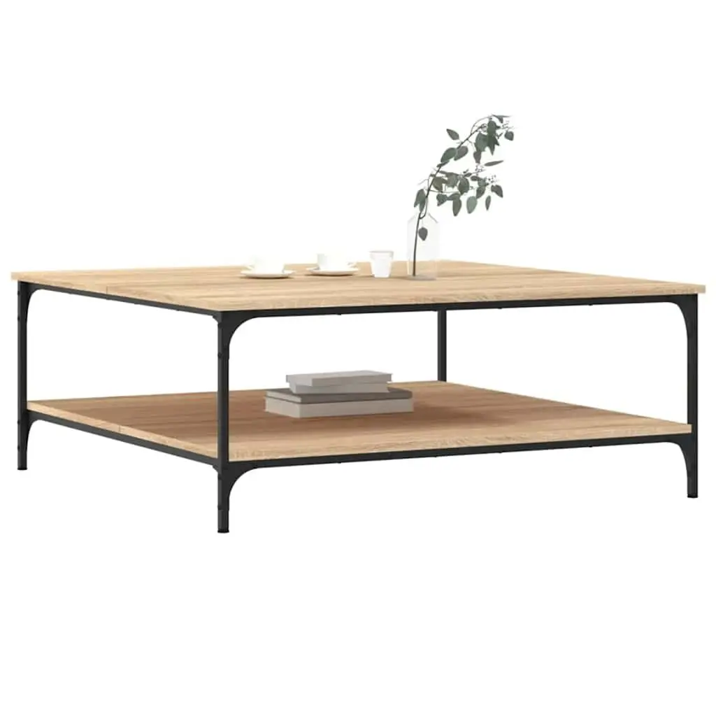 Coffee Table with Storage Shelves Brown Accent Table Living Room Furniture