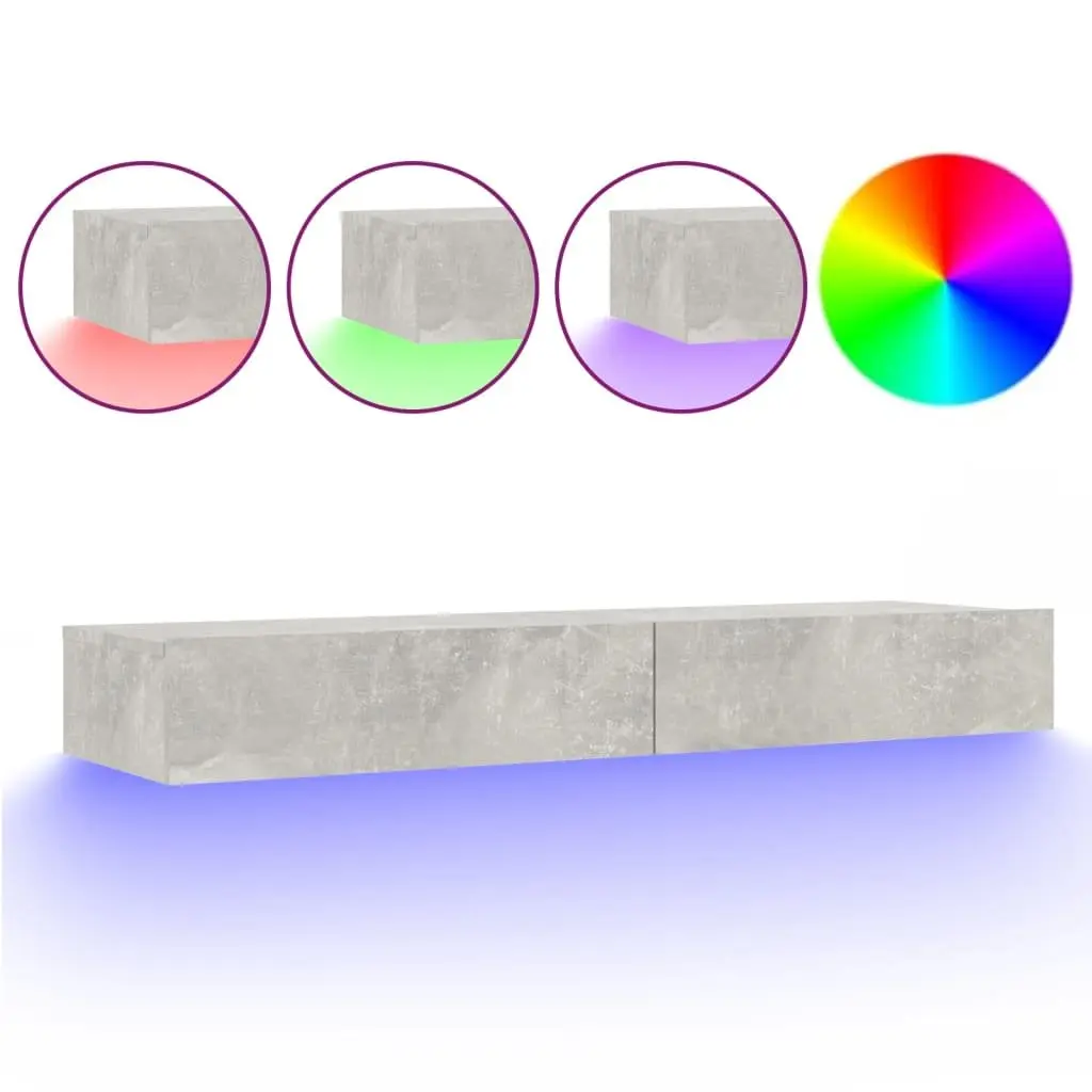 TV Cabinet RGB LED Lights Grey 120x35x15.5cm