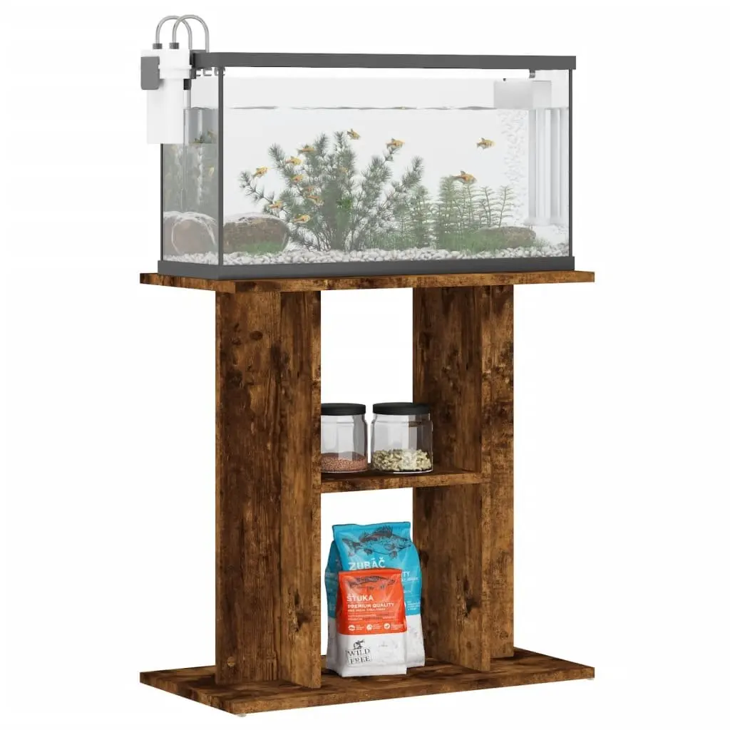 Aquarium Stand 3-Tier Brown Engineered Wood Storage Display 60W x 30D x 60H cm