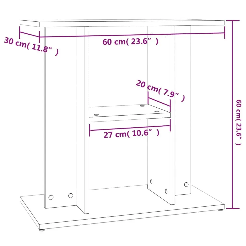 Aquarium Stand 3-Tier Brown Engineered Wood Storage Display 60W x 30D x 60H cm