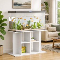 Aquarium Stand 100cm White Engineered Wood Fish Tank Base Storage Organiser