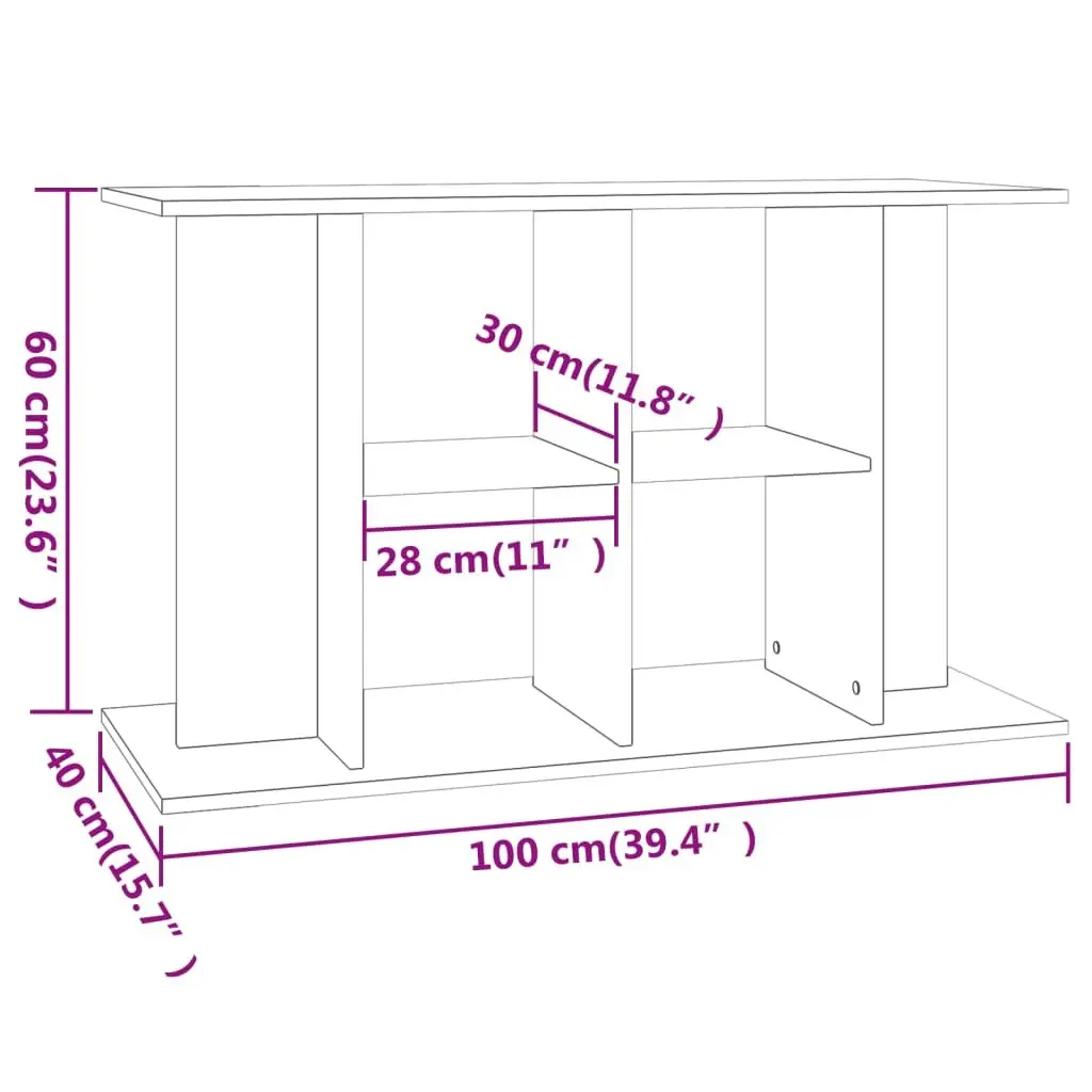 Aquarium Stand Fish Tank Cabinet Storage Grey 100x40x60 cm Engineered Wood