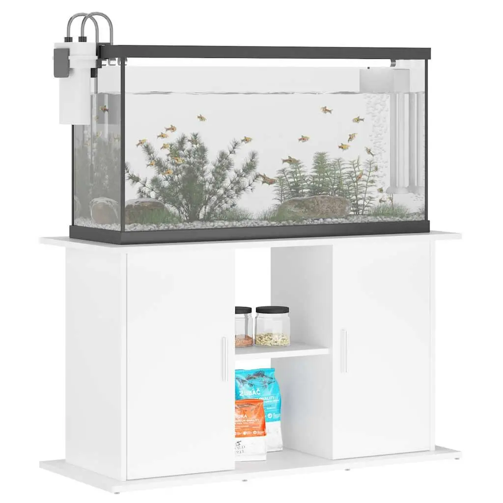 Fish Tank Cabinet White Engineered Wood Storage Unit 101x41x58cm