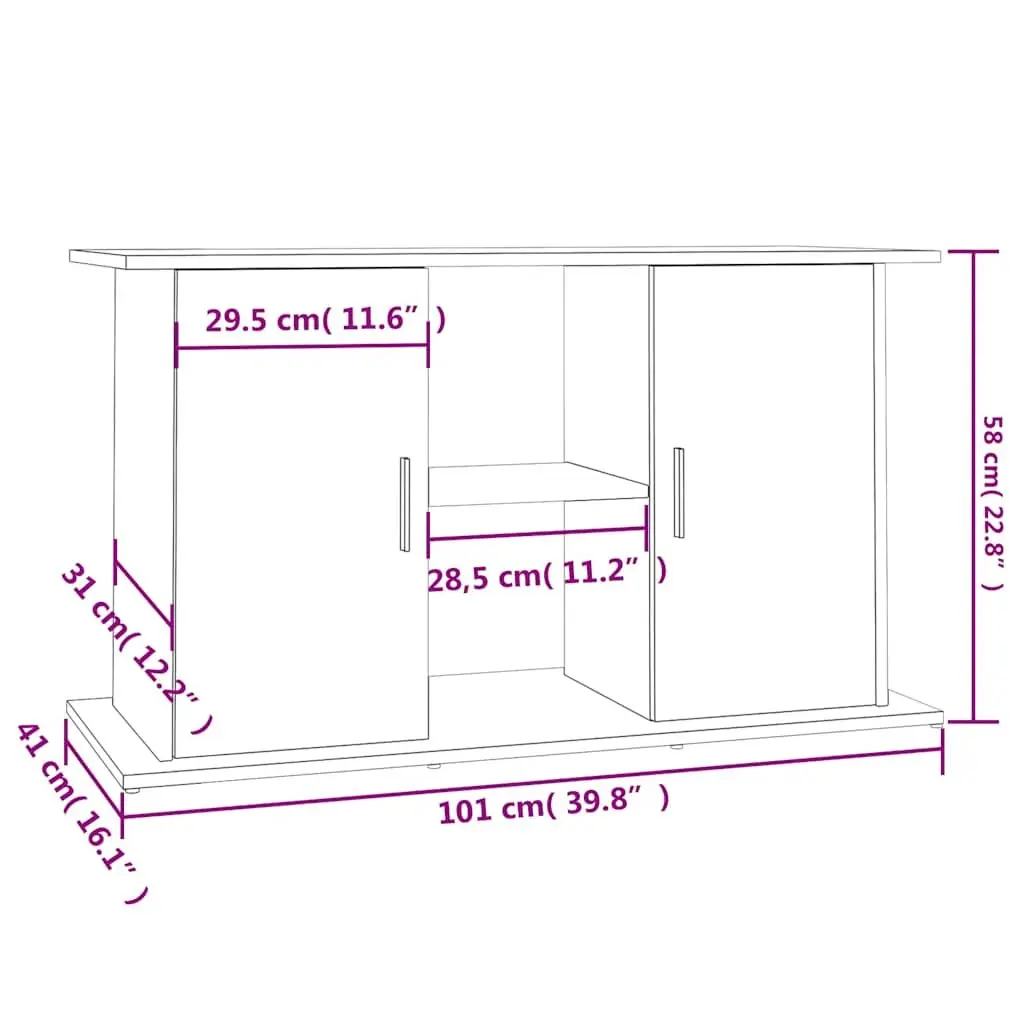 Fish Tank Cabinet White Engineered Wood Storage Unit 101x41x58cm