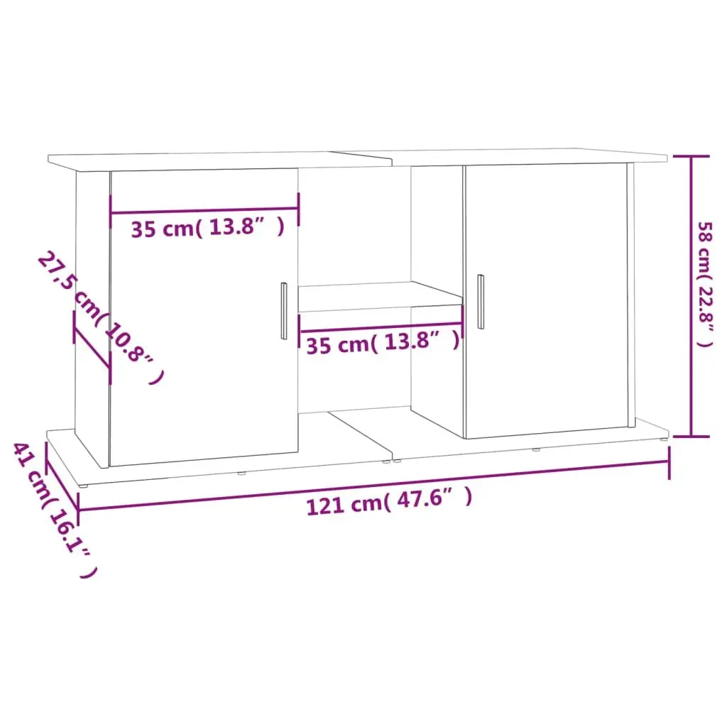 White Aquarium Stand with Storage 121x41x58cm