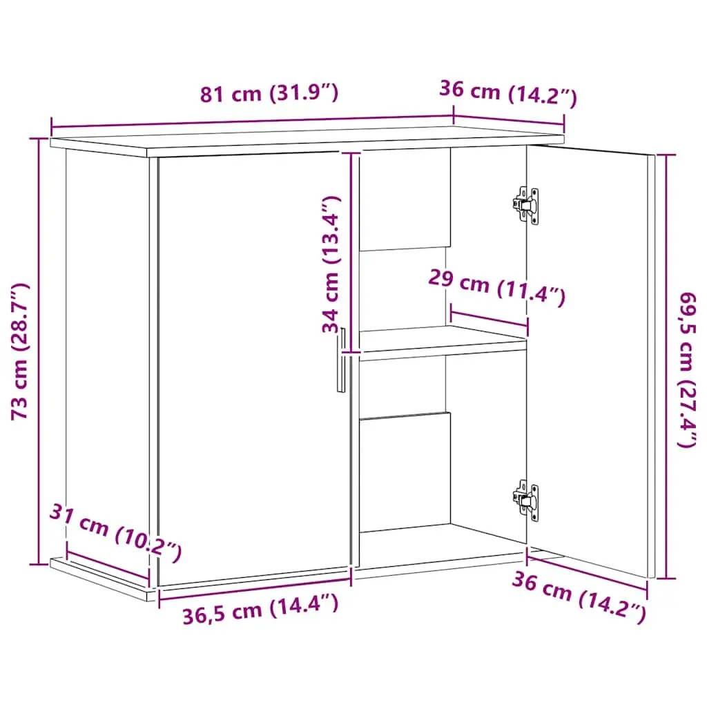 Fish Tank Cabinet Storage Engineered Wood Brown 81x36x73cm