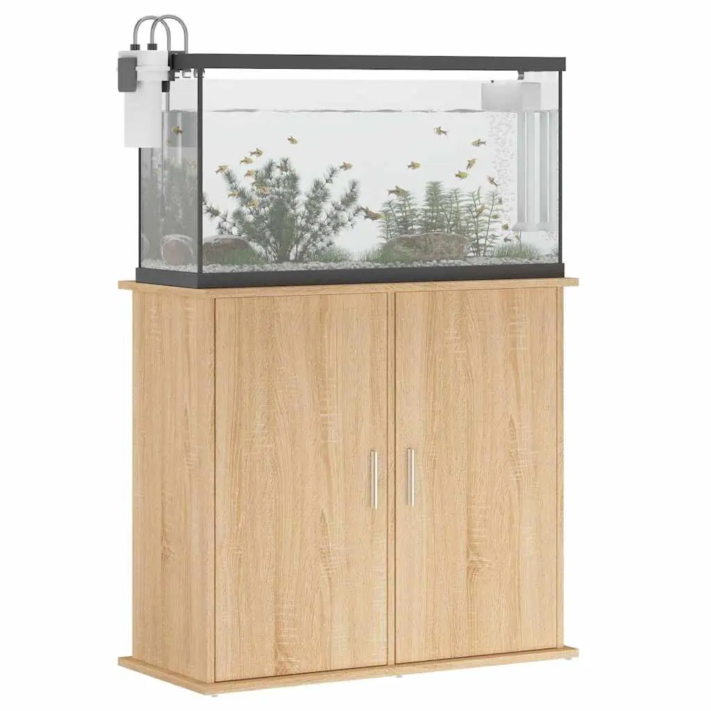 Fish Tank Cabinet Storage Engineered Wood Brown 81x36x73cm