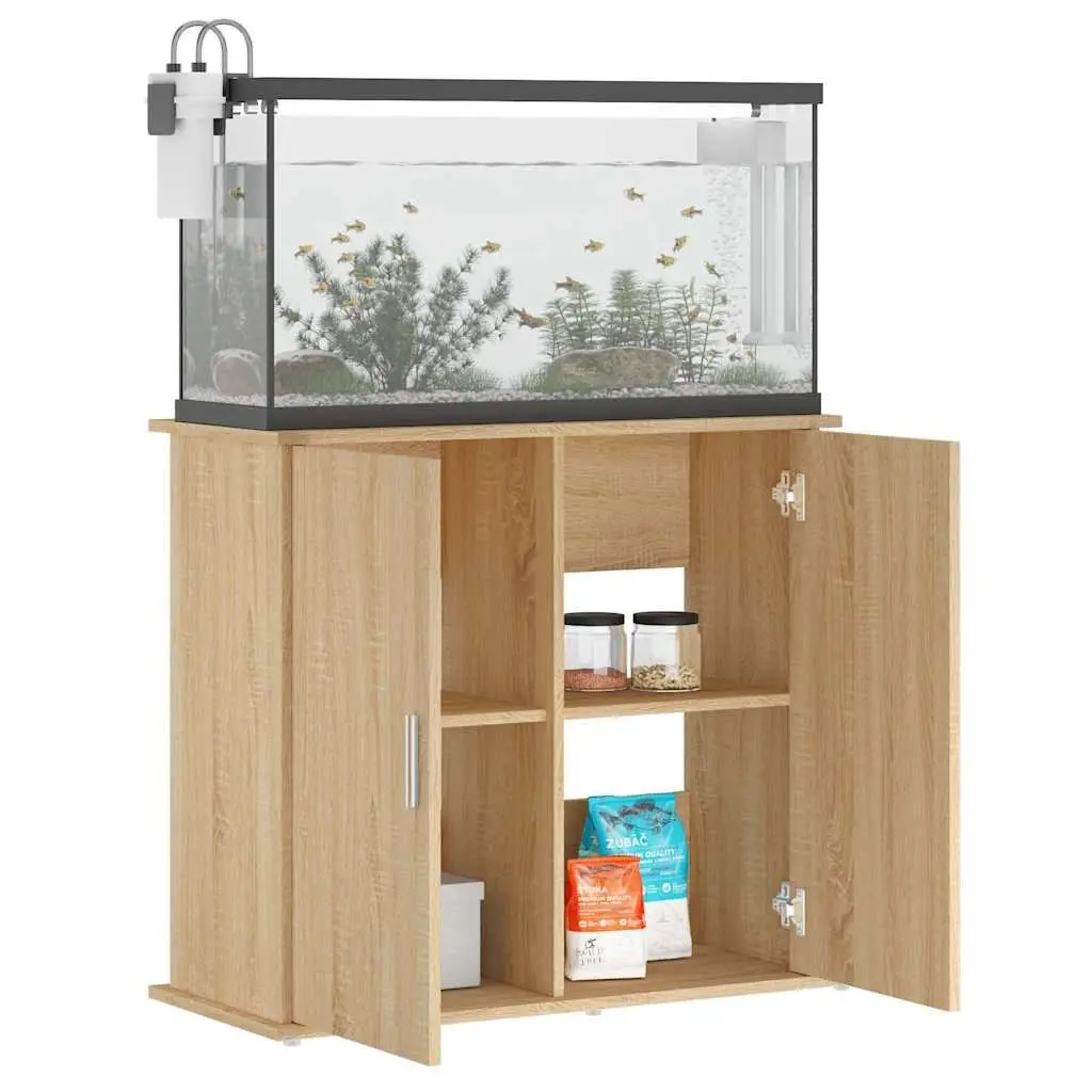 Fish Tank Cabinet Storage Engineered Wood Brown 81x36x73cm