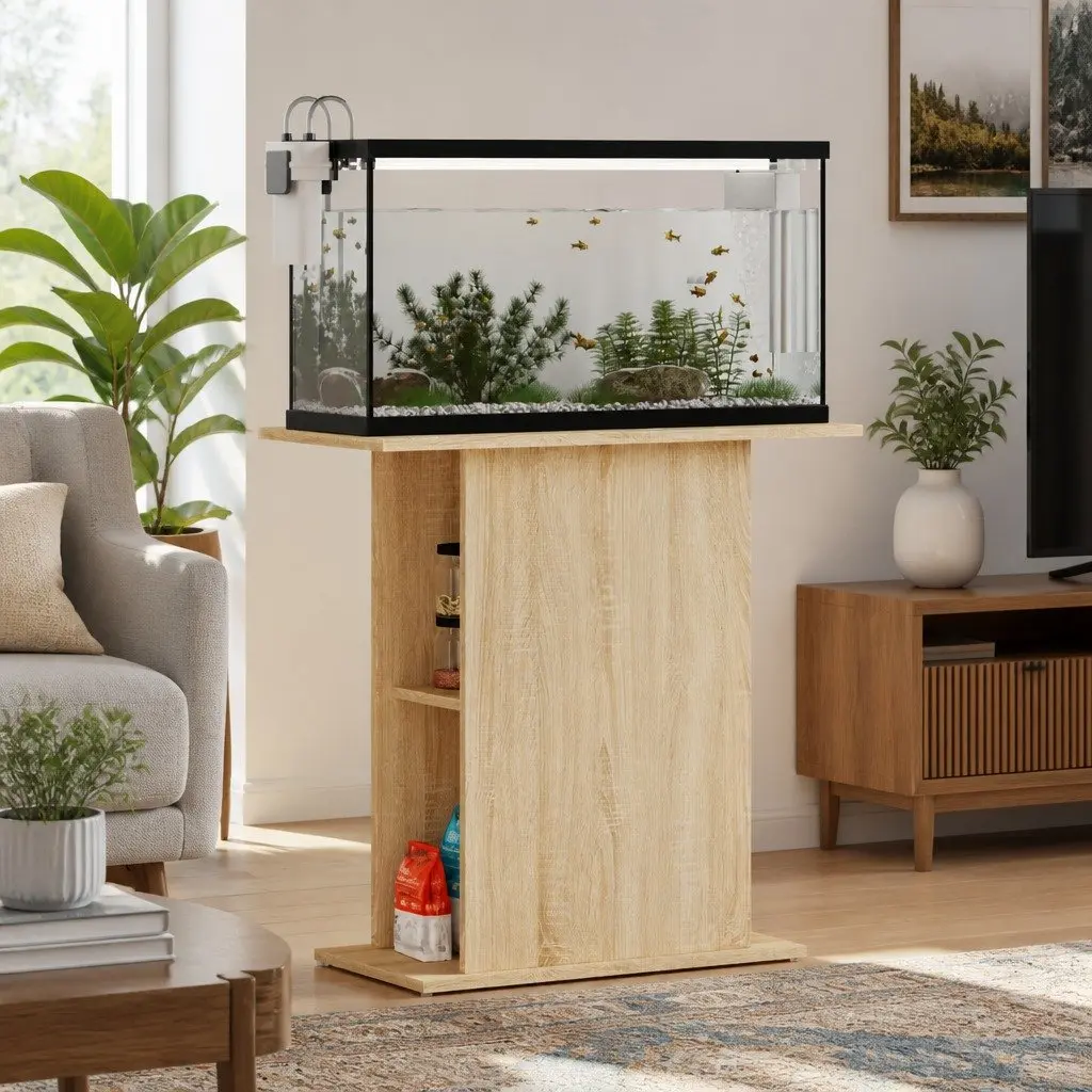 Brown Aquarium Stand with Storage Solutions