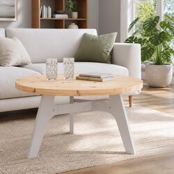Round Solid Pine Wood Table Top Ø80cm x 3cm Brown Dining Coffee Tabletop