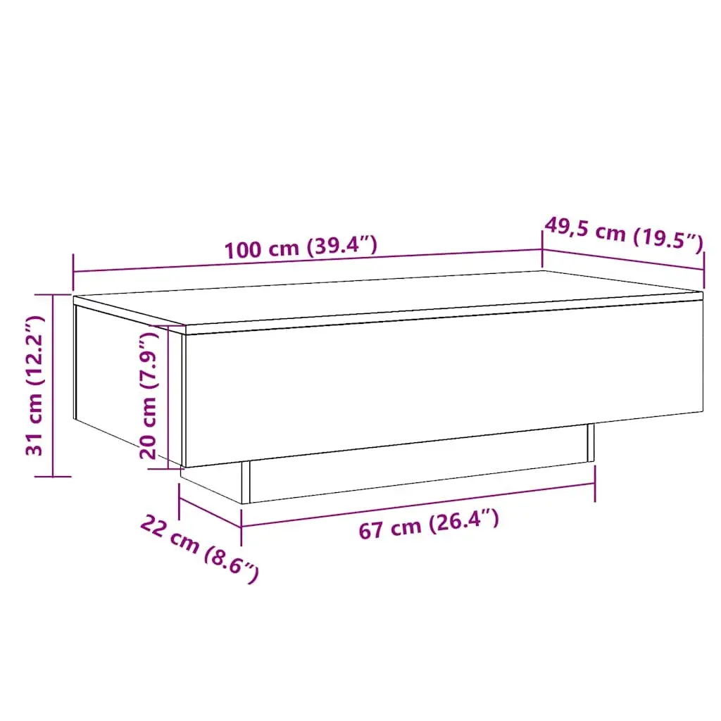 Coffee Table Grey Modern Design Spacious Tabletop Living Room Furniture Accent