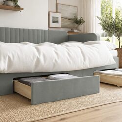 Under Bed Storage Drawers 2 pcs Grey Engineered Wood Velvet Wheels Bedroom