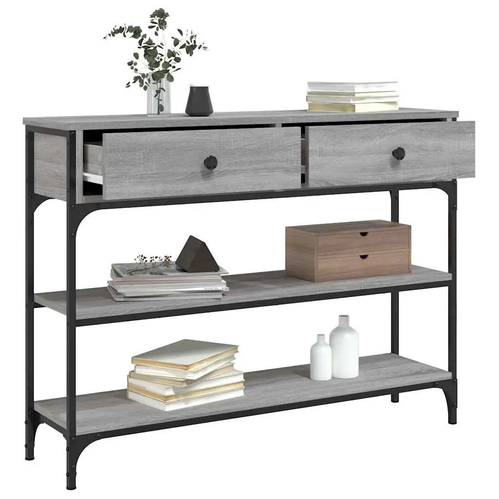 Console Table Grey Sonoma Engineered Wood Metal Frame 100 x 25 x 75 cm