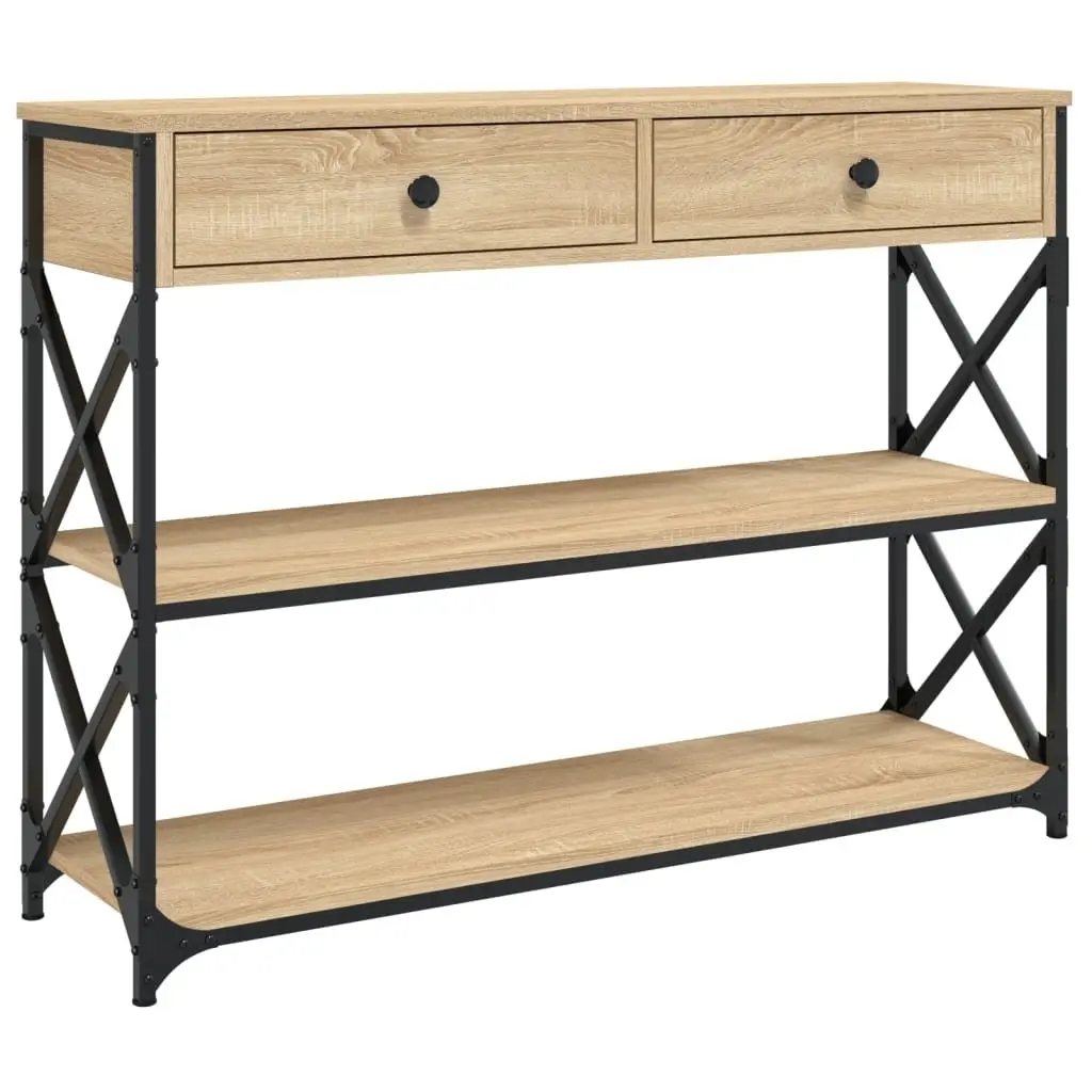 Console Table Engineered Wood Sonoma Oak 100x28x75 cm Entryway Storage Accent Table