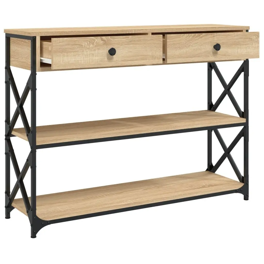 Console Table Engineered Wood Sonoma Oak 100x28x75 cm Entryway Storage Accent Table