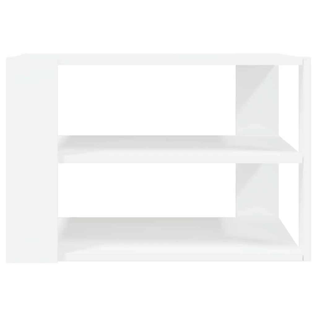 Coffee Table White 3-Tier Open Shelf Storage 58x58x40 cm