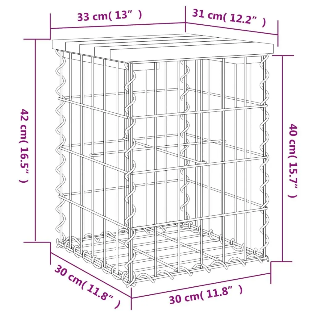 Garden Bench Outdoor Seating Solid Wood Pine Gabion Design Compact Patio