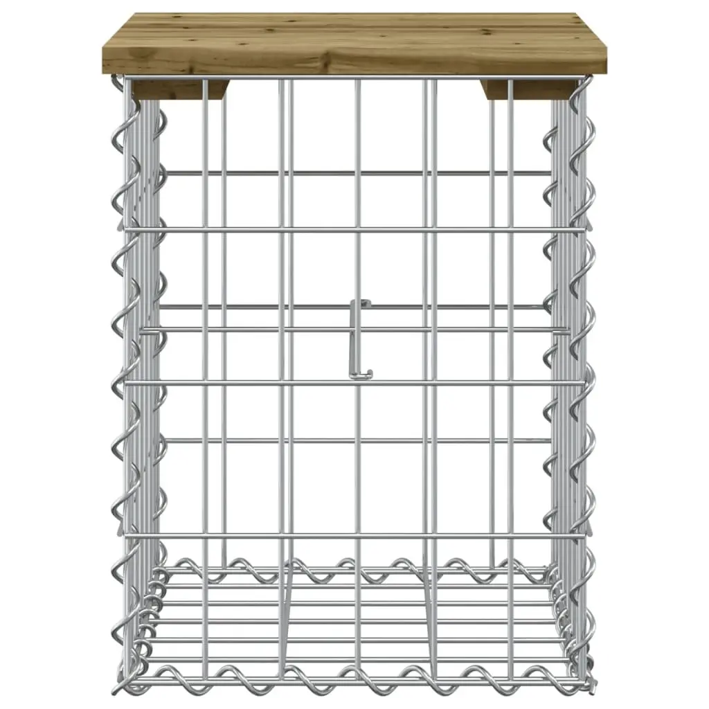 Garden Bench Outdoor Seating Brown Impregnated Pinewood 33x31x42cm with Galvanised Steel Gabion Basket