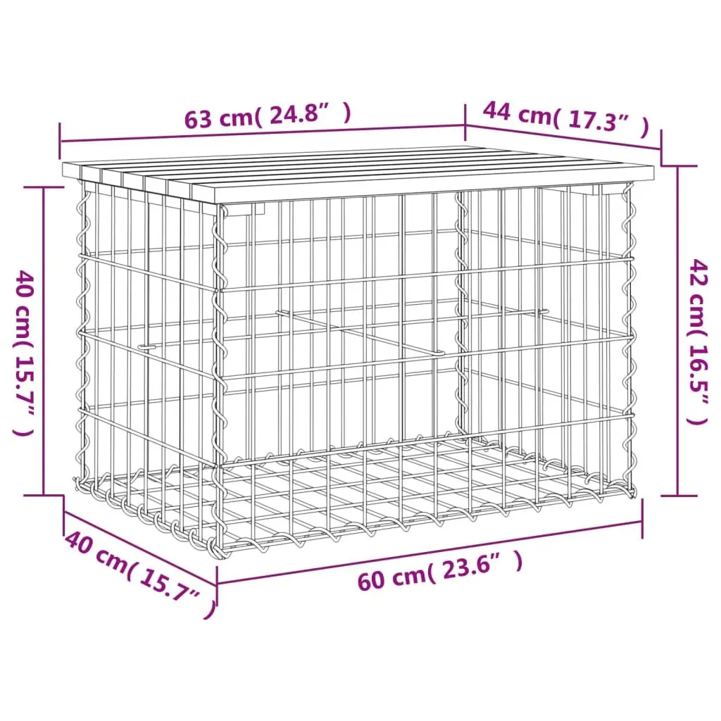 Garden Bench Outdoor Seating Gabion Design Impregnated Pinewood Brown 63x44x42cm