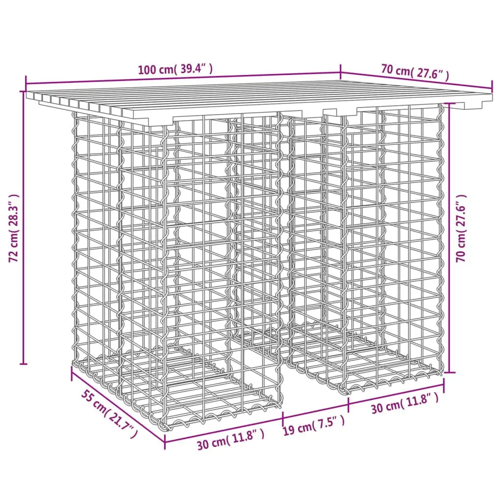 Garden Table Gabion Design Outdoor Patio Furniture Solid Wood Top Galvanised