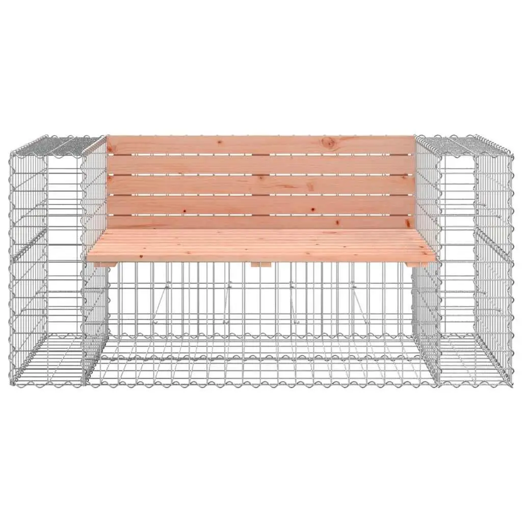 Garden Bench Gabion Design Solid Wood Outdoor Seating 143x71x65.5cm