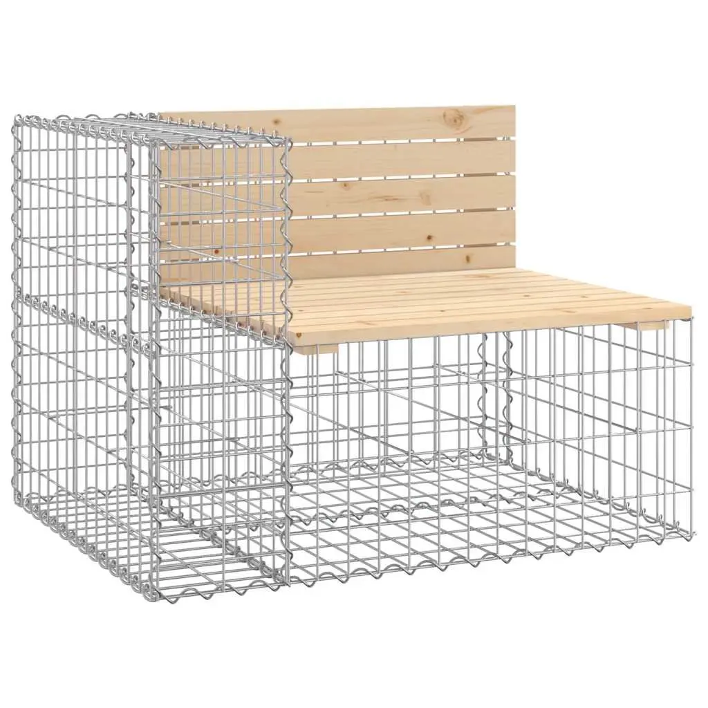Garden Bench Gabion Design Outdoor Seating Solid Pinewood Natural Brown
