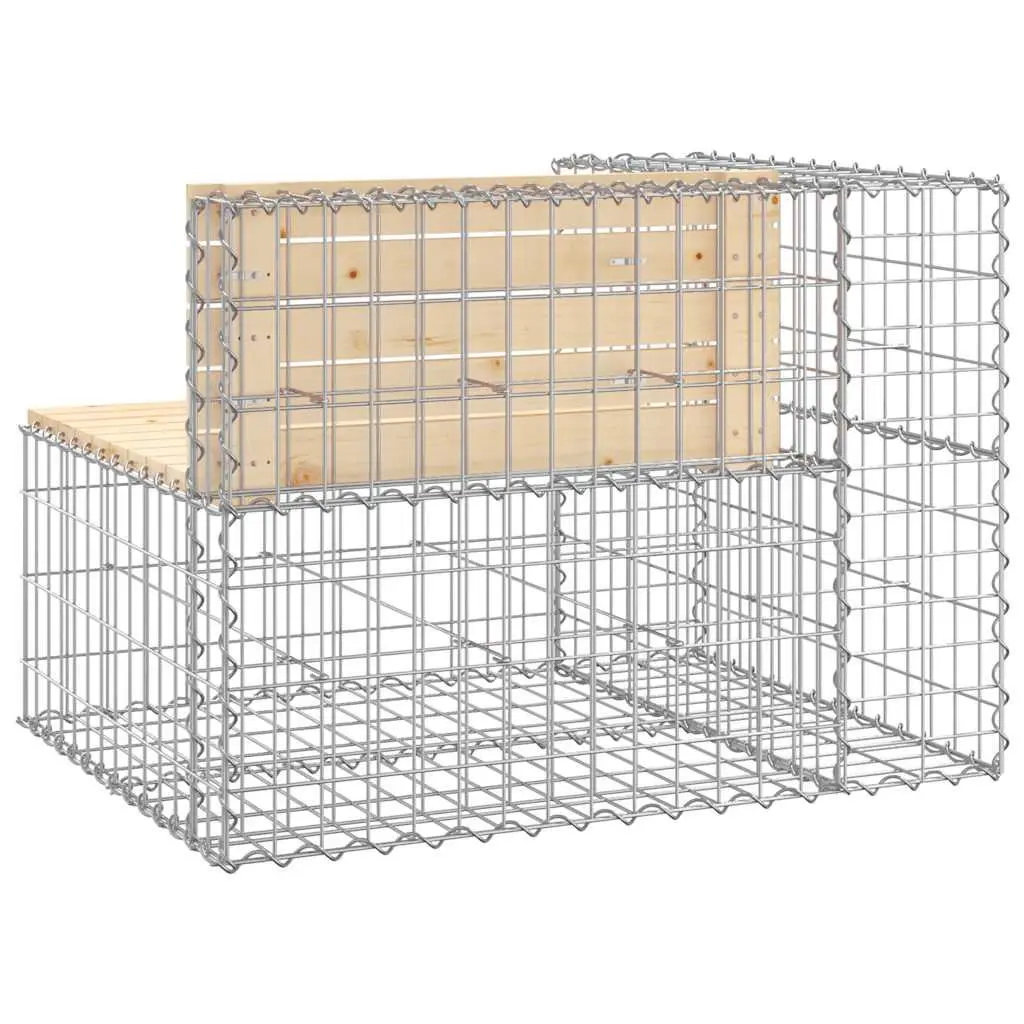 Garden Bench Gabion Design Outdoor Seating Solid Pinewood Natural Brown