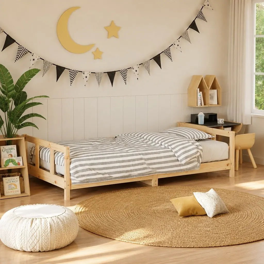 Kids Bed Frame 90x190 cm Solid Wood Pine Brown Children Single Toddler Bedroom