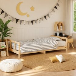 Kids Bed Frame 90x190 cm Solid Wood Pine Brown Children Single Toddler Bedroom