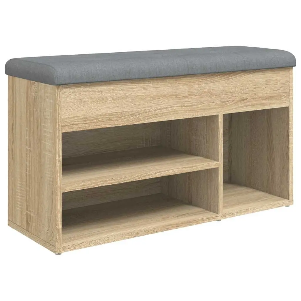Shoe Bench Storage Padded Seat 82 x 32 x 45.5 cm Brown